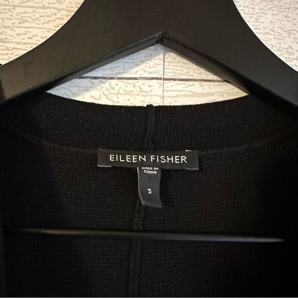Eileen Fisher Interlock Knit Funnel Neck Silk Cotton Jacket Black Size Small - Picture 6 of 8